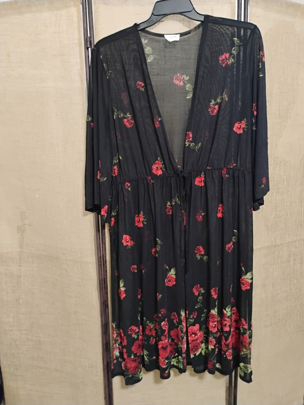 Black Sheer Floral Cover up By Siren Lily Women 2X